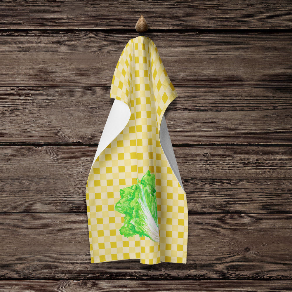 Lettuce on Basketweave Kitchen Towel Velour Plush Front and Cotton Loop Back Machine Washable