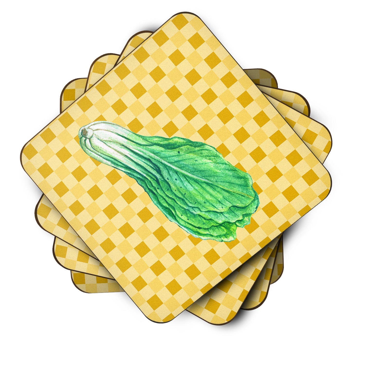 Mustard on Basketweave Foam Coasters Set of 4 Cup Coasters for Indoor Outdoor, Tabletop Protection, Anti Slip, Mouse pad Material