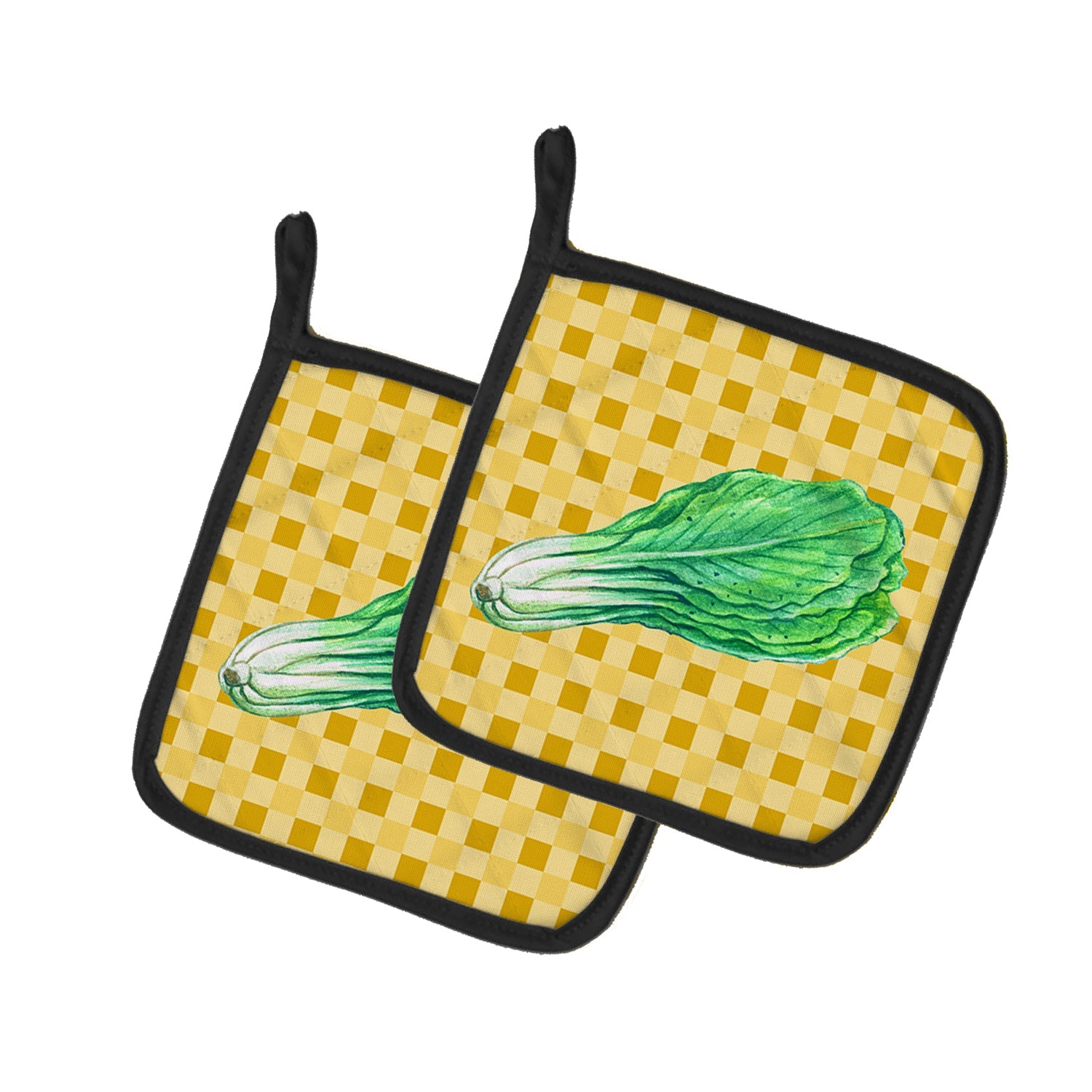 Mustard on Basketweave Pot Holder Set of 2 Heat Resistant Quilted Hot Pads 7.5 x 7.5 Inch, Insulated Kitchen Trivets for Cooking & Baking