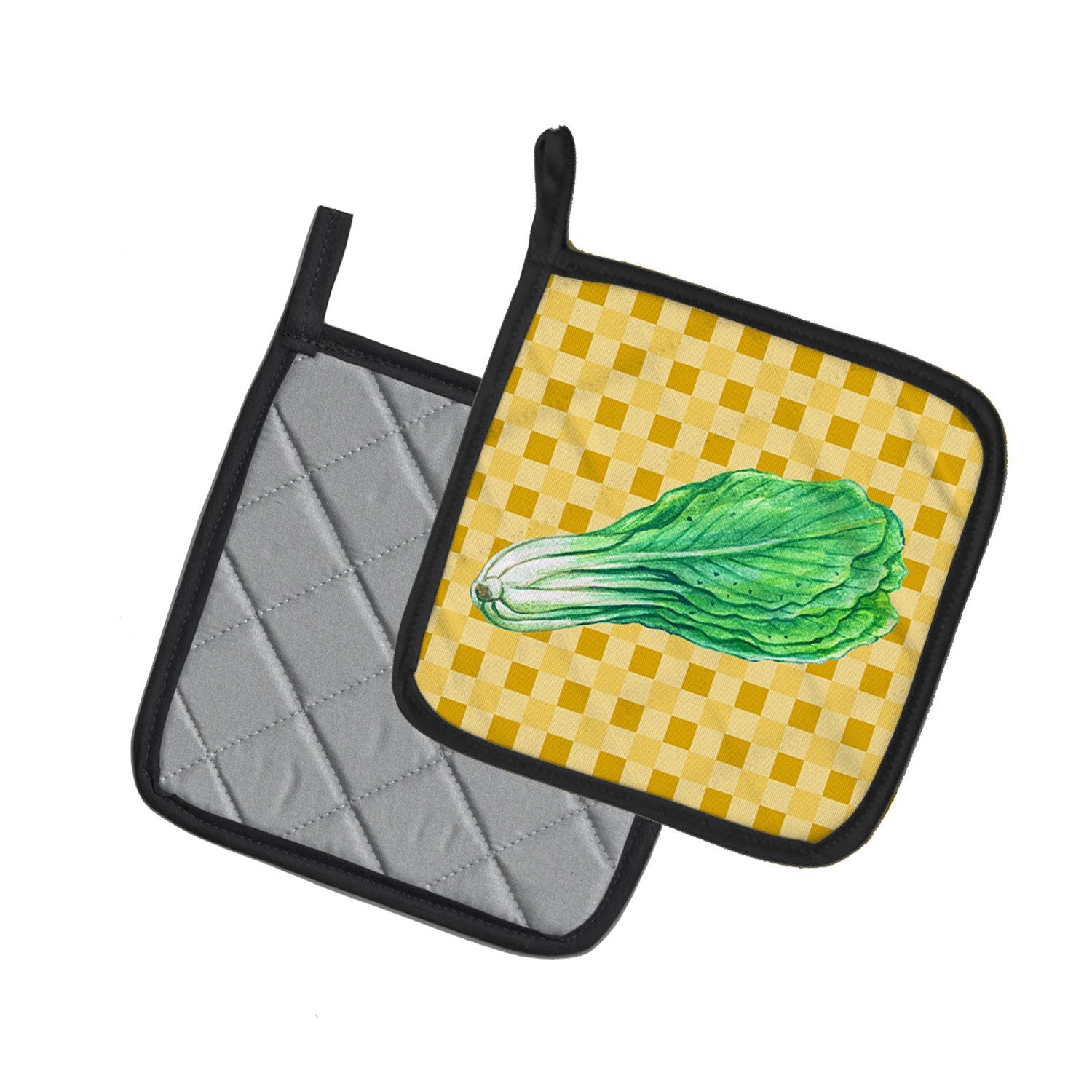 Mustard on Basketweave Pot Holder Set of 2 Heat Resistant Quilted Hot Pads 7.5 x 7.5 Inch, Insulated Kitchen Trivets for Cooking & Baking