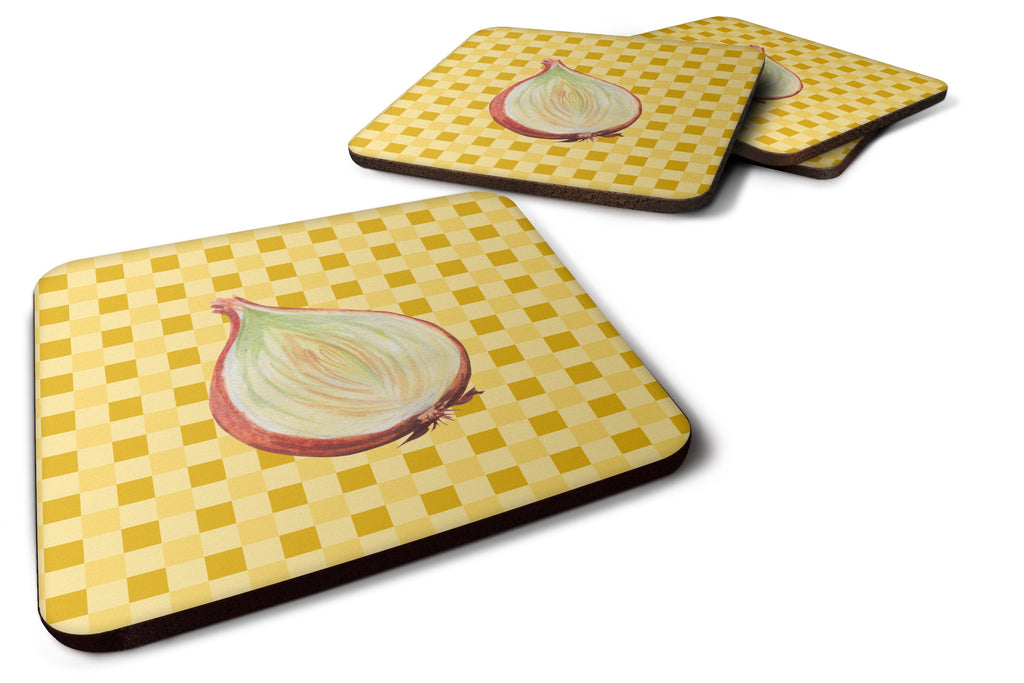 Onion on Basketweave Foam Coasters Set of 4 Cup Coasters for Indoor Outdoor, Tabletop Protection, Anti Slip, Mouse pad Material