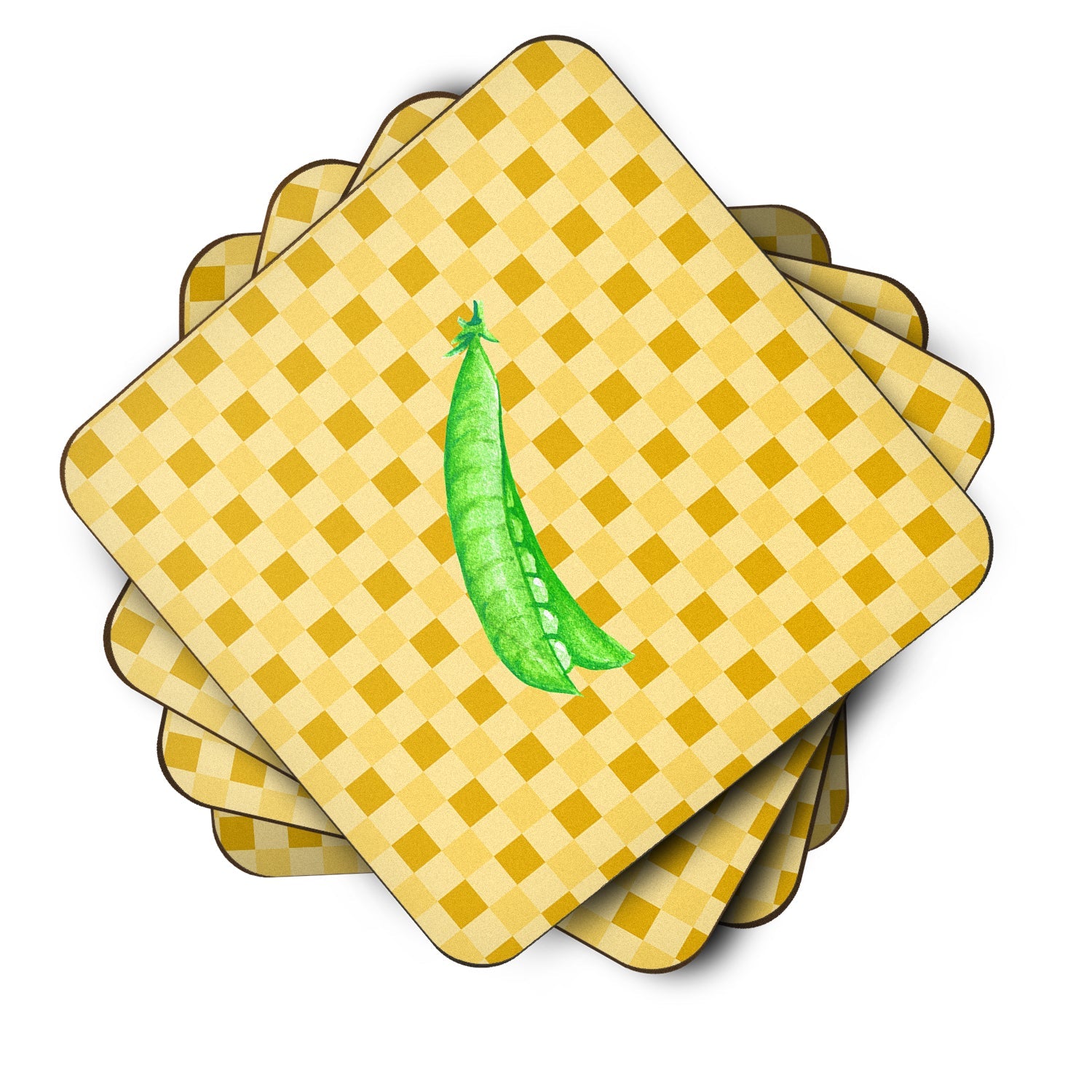 Peas on Basketweave Foam Coasters Set of 4 Cup Coasters for Indoor Outdoor, Tabletop Protection, Anti Slip, Mouse pad Material