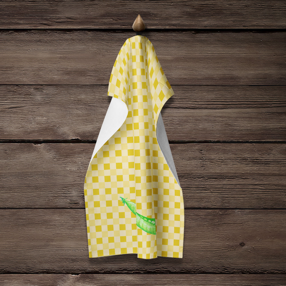 Peas on Basketweave Kitchen Towel Velour Plush Front and Cotton Loop Back Machine Washable