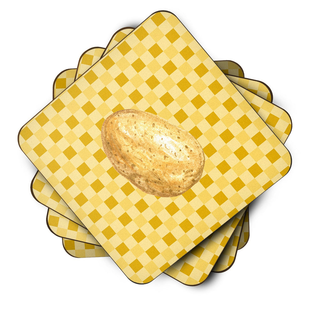Potato on Basketweave Foam Coasters Set of 4 Cup Coasters for Indoor Outdoor, Tabletop Protection, Anti Slip, Mouse pad Material