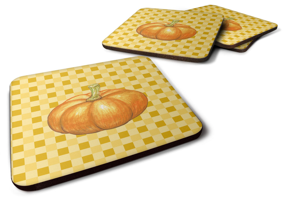 Pumpkin on Basketweave Foam Coasters Set of 4 Cup Coasters for Indoor Outdoor, Tabletop Protection, Anti Slip, Mouse pad Material