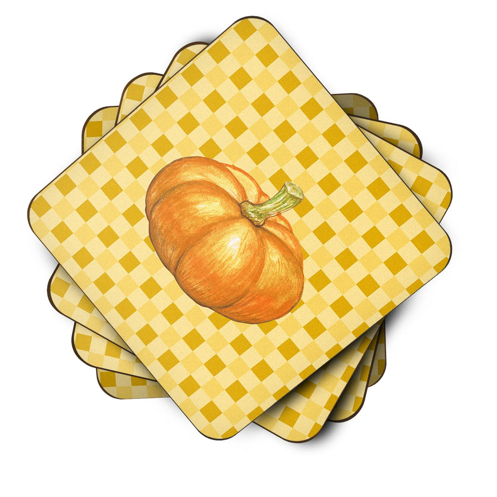 Pumpkin on Basketweave Foam Coasters Set of 4 Cup Coasters for Indoor Outdoor, Tabletop Protection, Anti Slip, Mouse pad Material