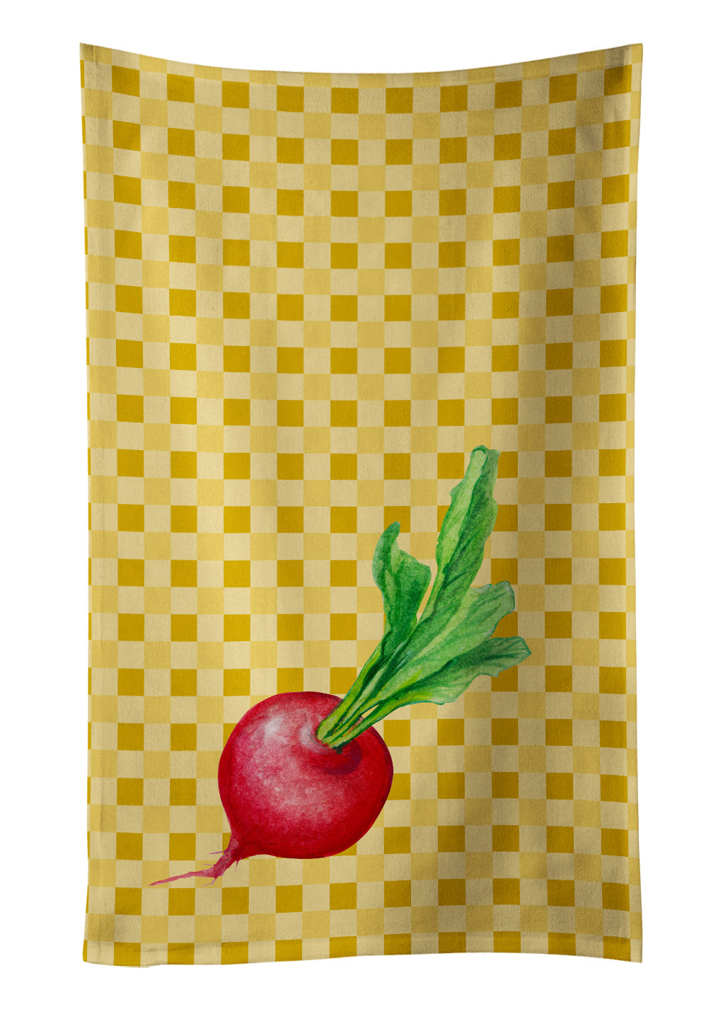 Radish on Basketweave Kitchen Towel Velour Plush Front and Cotton Loop Back Machine Washable