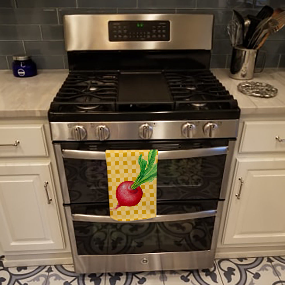 Radish on Basketweave Kitchen Towel Velour Plush Front and Cotton Loop Back Machine Washable