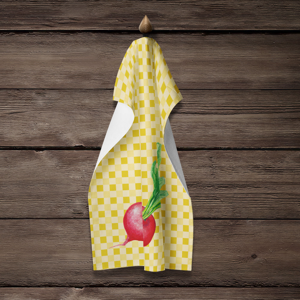 Radish on Basketweave Kitchen Towel Velour Plush Front and Cotton Loop Back Machine Washable