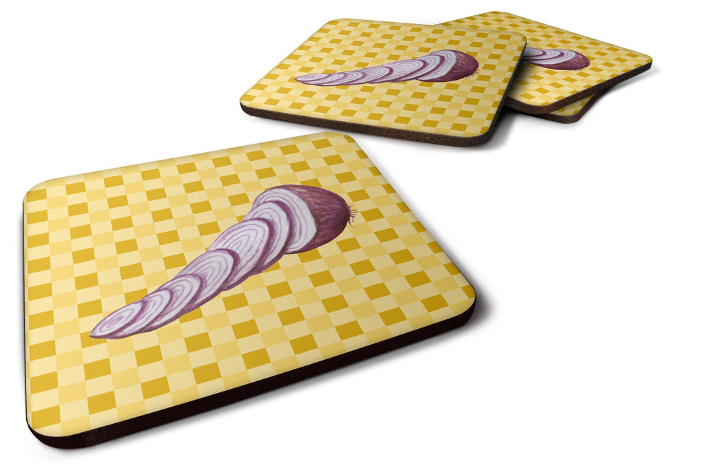 Red Onion on Basketweave Foam Coasters Set of 4 Cup Coasters for Indoor Outdoor, Tabletop Protection, Anti Slip, Mouse pad Material