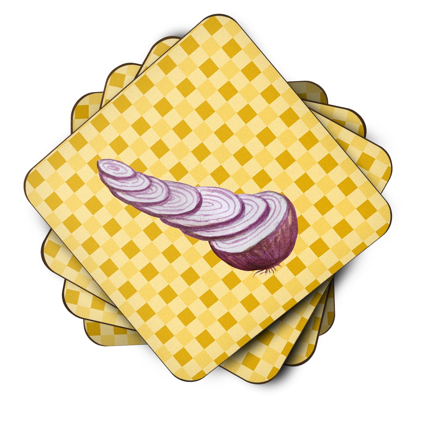 Red Onion on Basketweave Foam Coasters Set of 4 Cup Coasters for Indoor Outdoor, Tabletop Protection, Anti Slip, Mouse pad Material