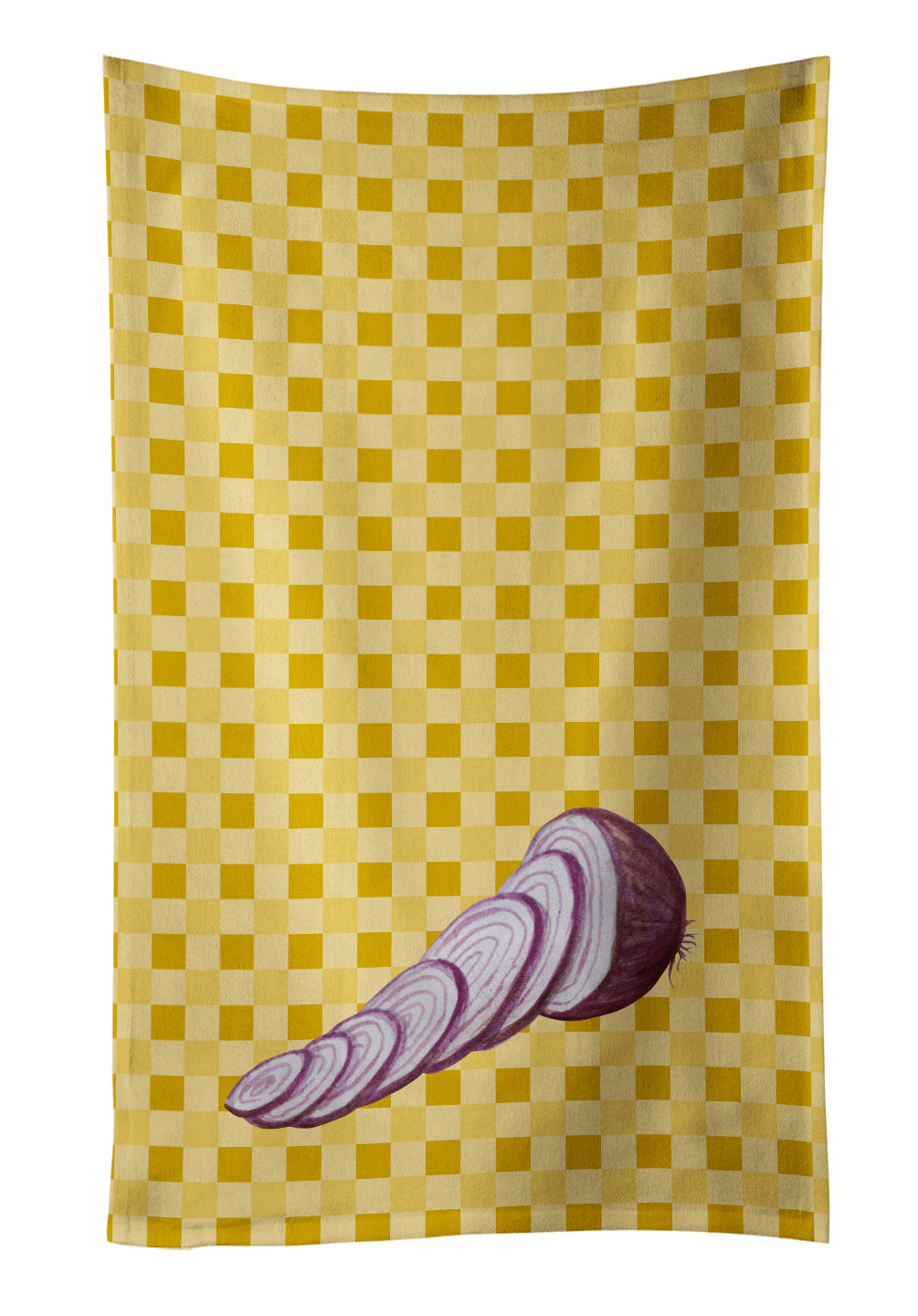 Red Onion on Basketweave Kitchen Towel Velour Plush Front and Cotton Loop Back Machine Washable