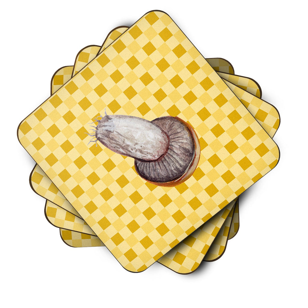 Rotkappe Mushroom on Basketweave Foam Coasters Set of 4 Cup Coasters for Indoor Outdoor, Tabletop Protection, Anti Slip, Mouse pad Material