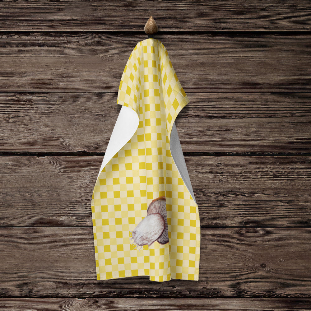 Rotkappe Mushroom on Basketweave Kitchen Towel Velour Plush Front and Cotton Loop Back Machine Washable