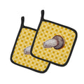Rotkappe Mushroom on Basketweave Pot Holder Set of 2 Heat Resistant Quilted Hot Pads 7.5 x 7.5 Inch, Insulated Kitchen Trivets for Cooking & Baking