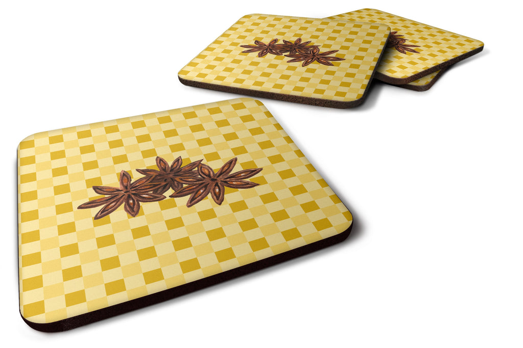 Star Anise on Basketweave Foam Coasters Set of 4 Cup Coasters for Indoor Outdoor, Tabletop Protection, Anti Slip, Mouse pad Material