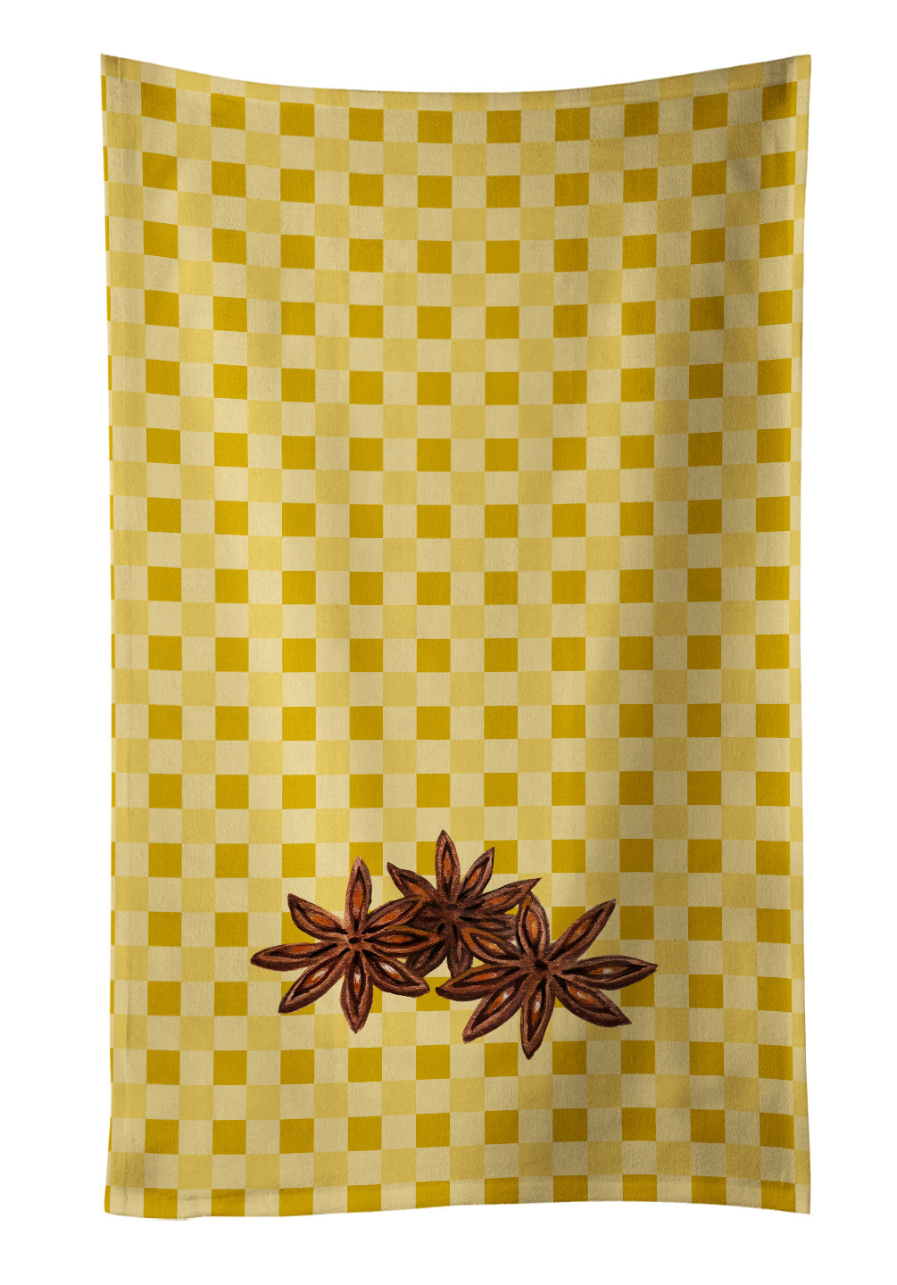 Star Anise on Basketweave Kitchen Towel Velour Plush Front and Cotton Loop Back Machine Washable