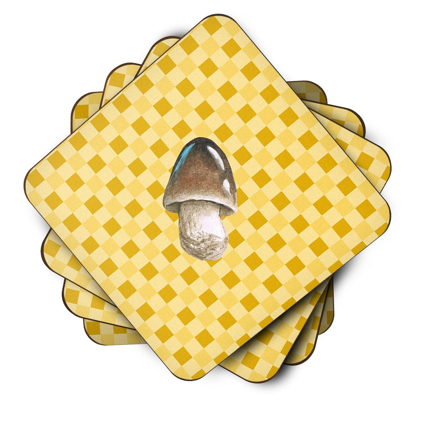 Straw Mushroom on Basketweave Foam Coasters Set of 4 Cup Coasters for Indoor Outdoor, Tabletop Protection, Anti Slip, Mouse pad Material