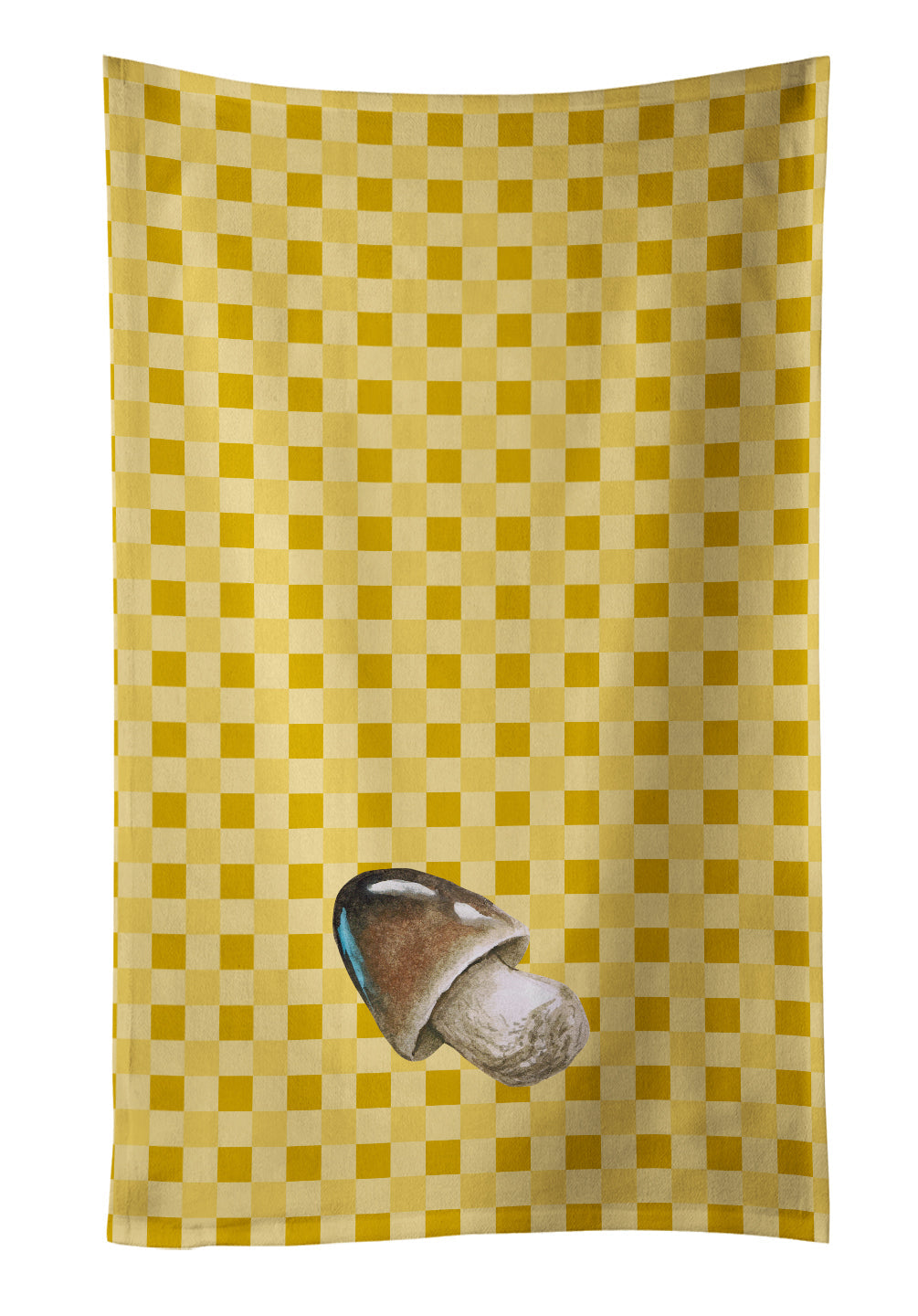 Straw Mushroom on Basketweave Kitchen Towel Velour Plush Front and Cotton Loop Back Machine Washable