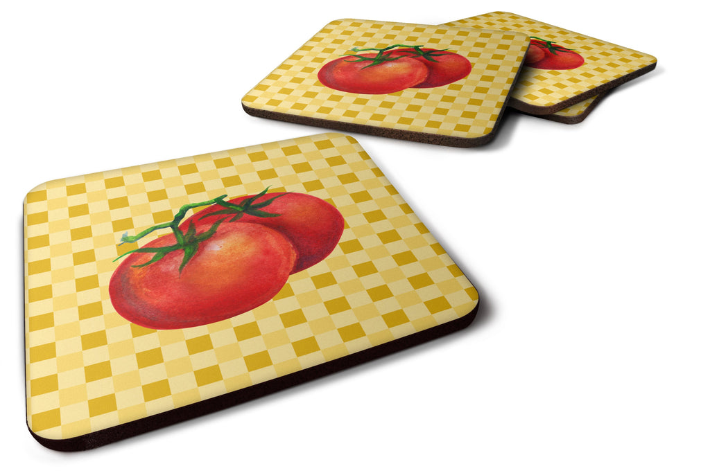 Tomato on Basketweave Foam Coasters Set of 4 Cup Coasters for Indoor Outdoor, Tabletop Protection, Anti Slip, Mouse pad Material