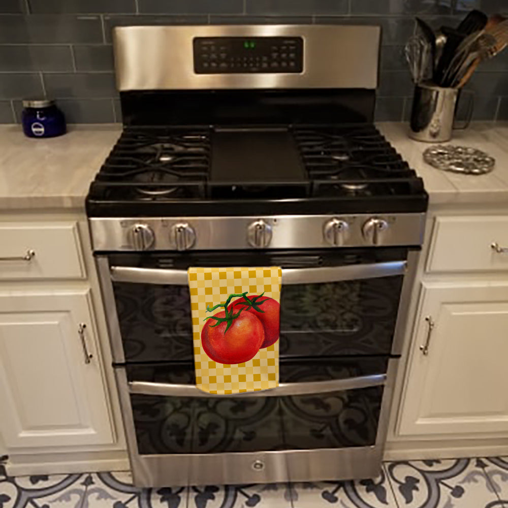 Tomato on Basketweave Kitchen Towel Velour Plush Front and Cotton Loop Back Machine Washable