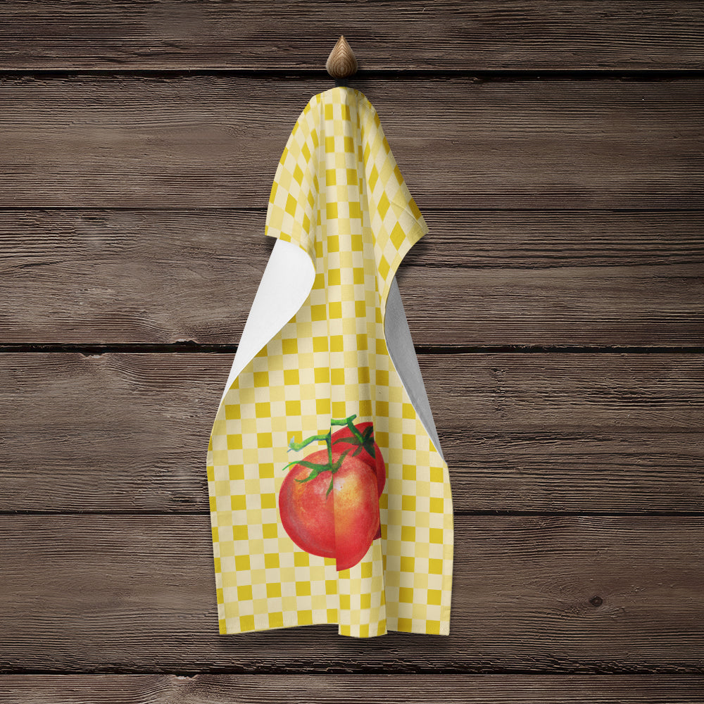 Tomato on Basketweave Kitchen Towel Velour Plush Front and Cotton Loop Back Machine Washable