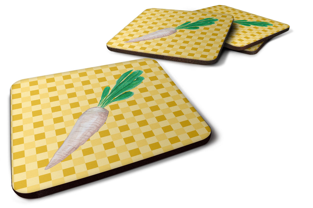 White Radish on Basketweave Foam Coasters Set of 4 Cup Coasters for Indoor Outdoor, Tabletop Protection, Anti Slip, Mouse pad Material