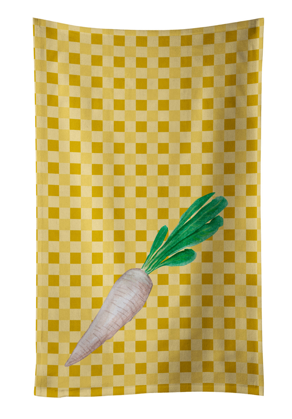 White Radish on Basketweave Kitchen Towel Velour Plush Front and Cotton Loop Back Machine Washable
