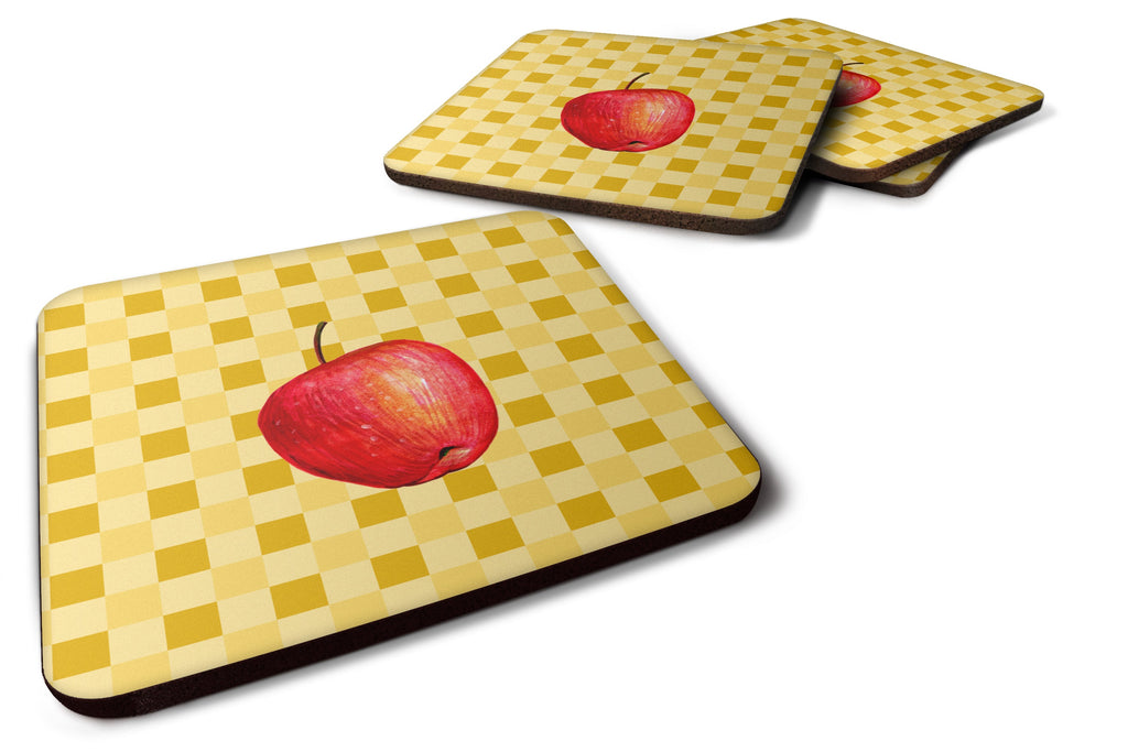 Whole Apple on Basketweave Foam Coasters Set of 4 Cup Coasters for Indoor Outdoor, Tabletop Protection, Anti Slip, Mouse pad Material