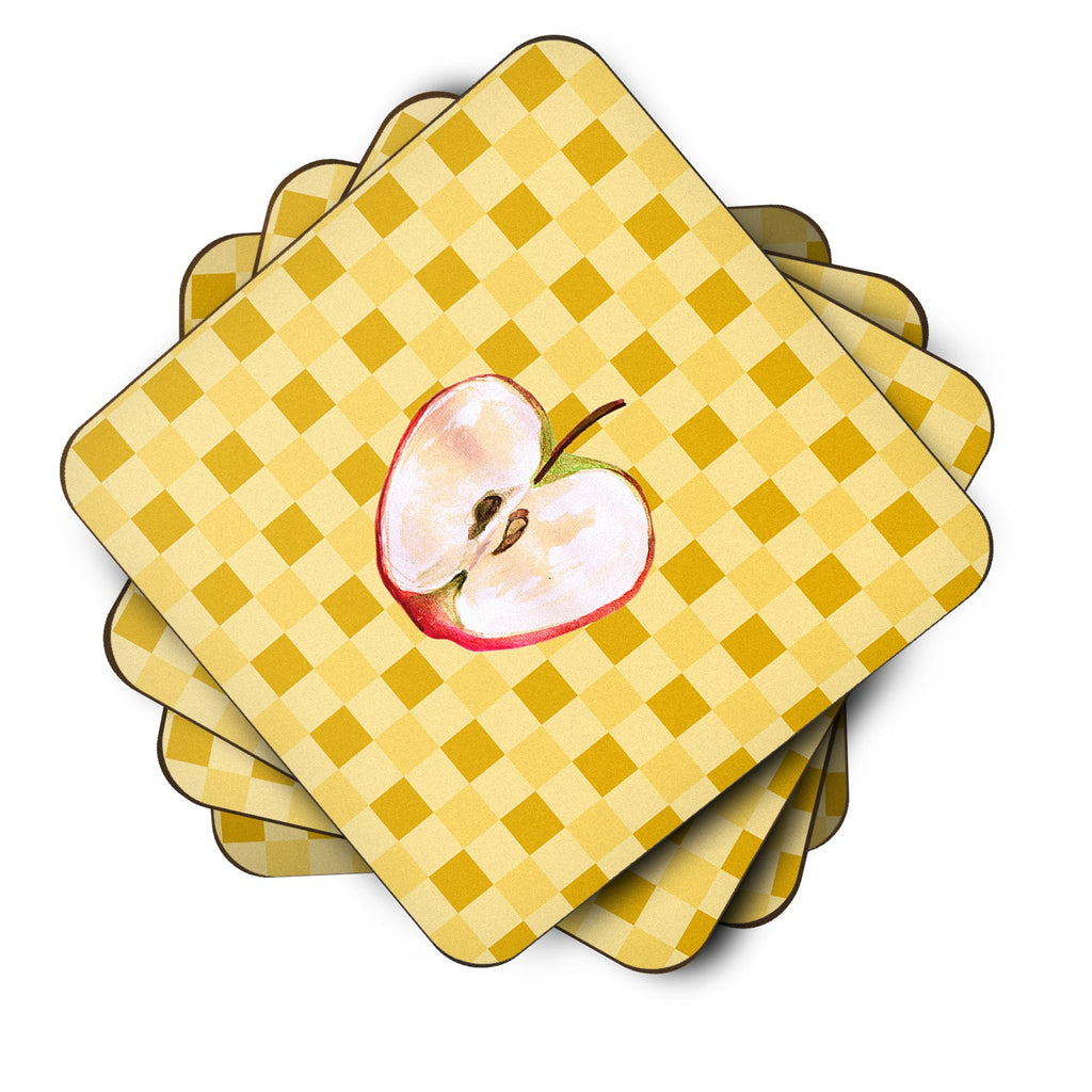 Half Apple on Basketweave Foam Coasters Set of 4 Cup Coasters for Indoor Outdoor, Tabletop Protection, Anti Slip, Mouse pad Material