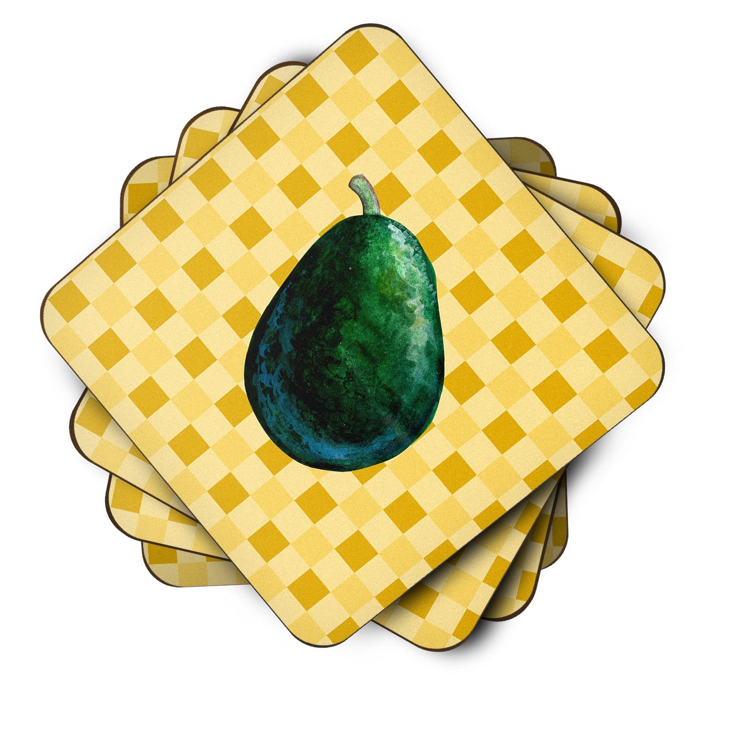 Whole Avacado on Basketweave Foam Coasters Set of 4 Cup Coasters for Indoor Outdoor, Tabletop Protection, Anti Slip, Mouse pad Material