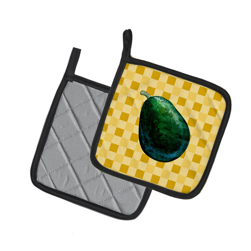 Whole Avacado on Basketweave Pot Holder Set of 2 Heat Resistant Quilted Hot Pads 7.5 x 7.5 Inch, Insulated Kitchen Trivets for Cooking & Baking