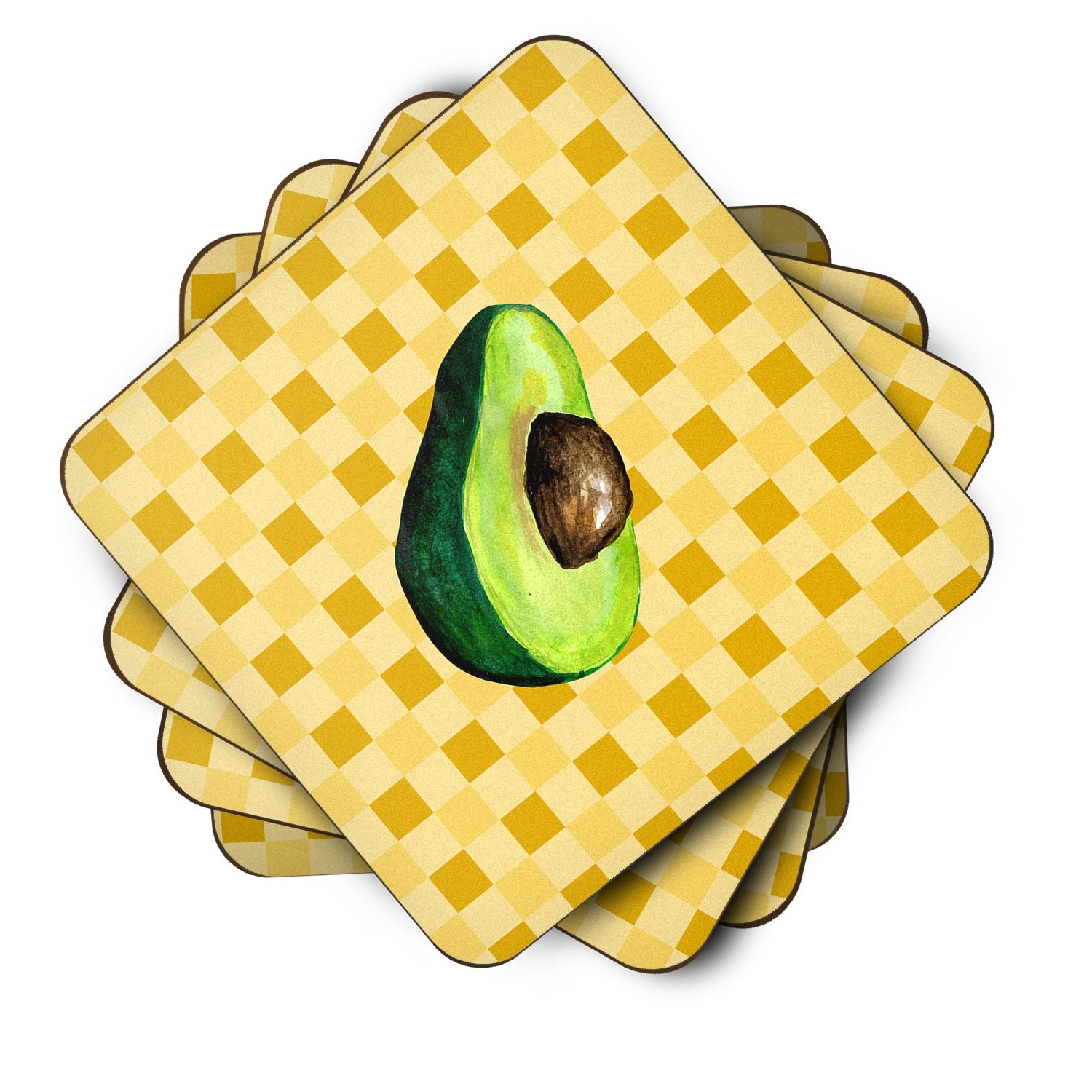 Sliced Avacado on Basketweave Foam Coasters Set of 4 Cup Coasters for Indoor Outdoor, Tabletop Protection, Anti Slip, Mouse pad Material