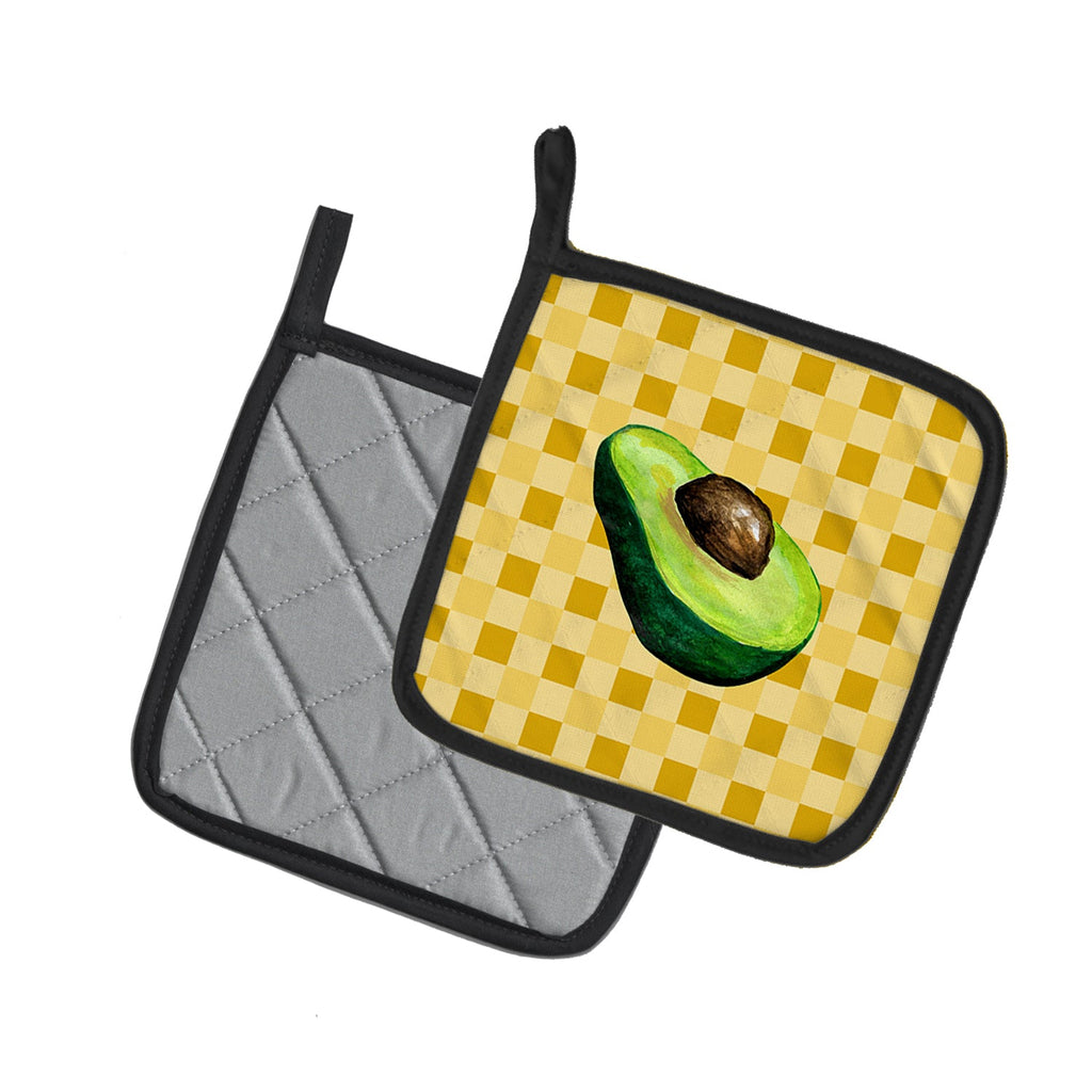 Sliced Avacado on Basketweave Pot Holder Set of 2 Heat Resistant Quilted Hot Pads 7.5 x 7.5 Inch, Insulated Kitchen Trivets for Cooking & Baking