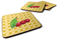 Cherries on Basketweave Foam Coasters Set of 4 Cup Coasters for Indoor Outdoor, Tabletop Protection, Anti Slip, Mouse pad Material