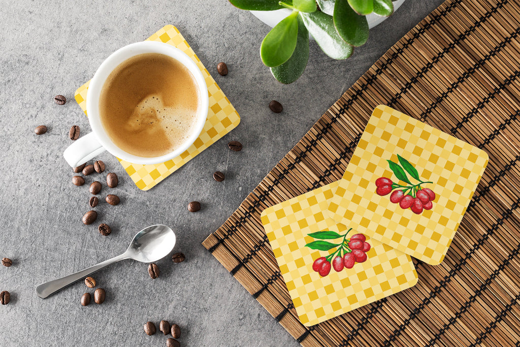 Gojis on Basketweave Foam Coasters Set of 4 Cup Coasters for Indoor Outdoor, Tabletop Protection, Anti Slip, Mouse pad Material