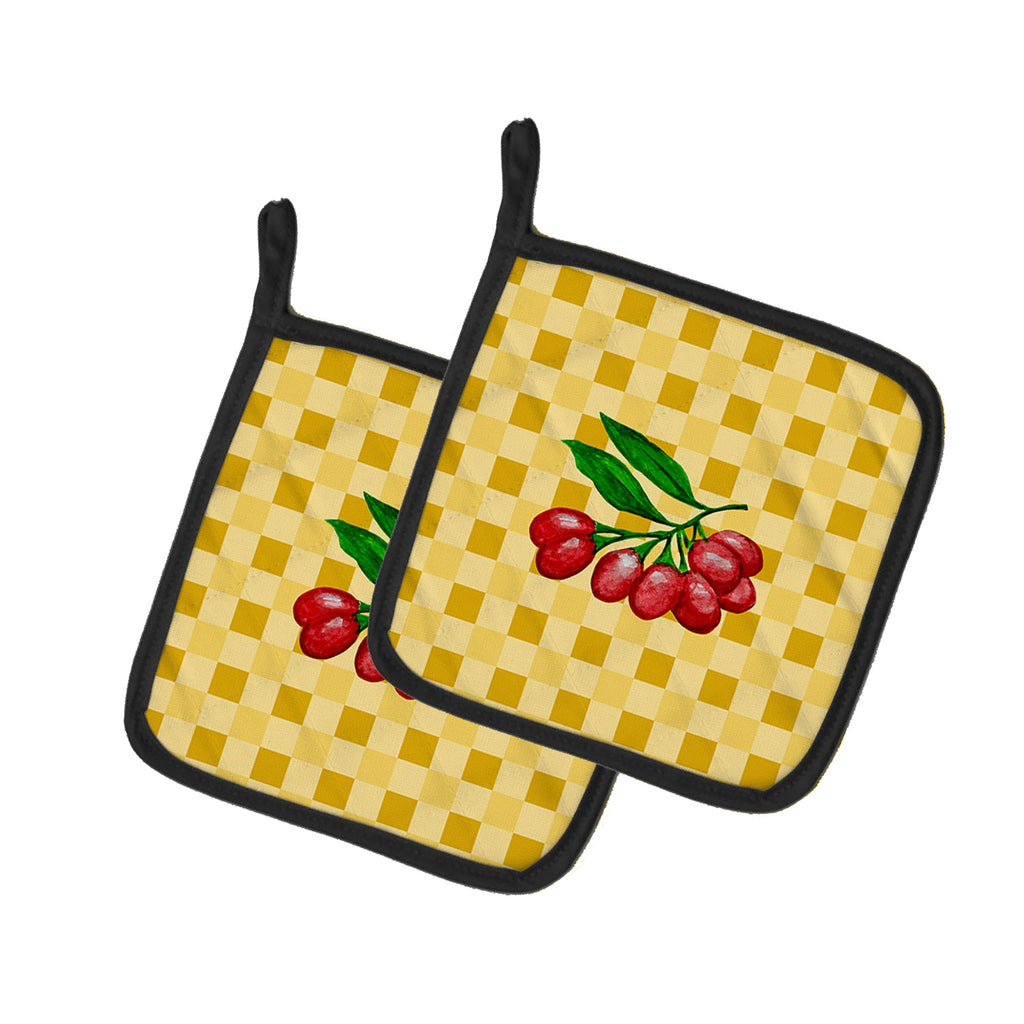 Gojis on Basketweave Pot Holder Set of 2 Heat Resistant Quilted Hot Pads 7.5 x 7.5 Inch, Insulated Kitchen Trivets for Cooking & Baking