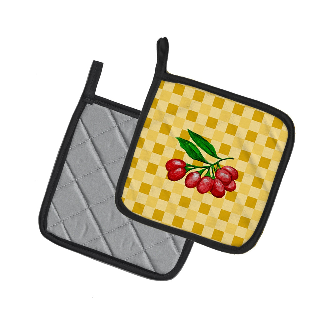 Gojis on Basketweave Pot Holder Set of 2 Heat Resistant Quilted Hot Pads 7.5 x 7.5 Inch, Insulated Kitchen Trivets for Cooking & Baking