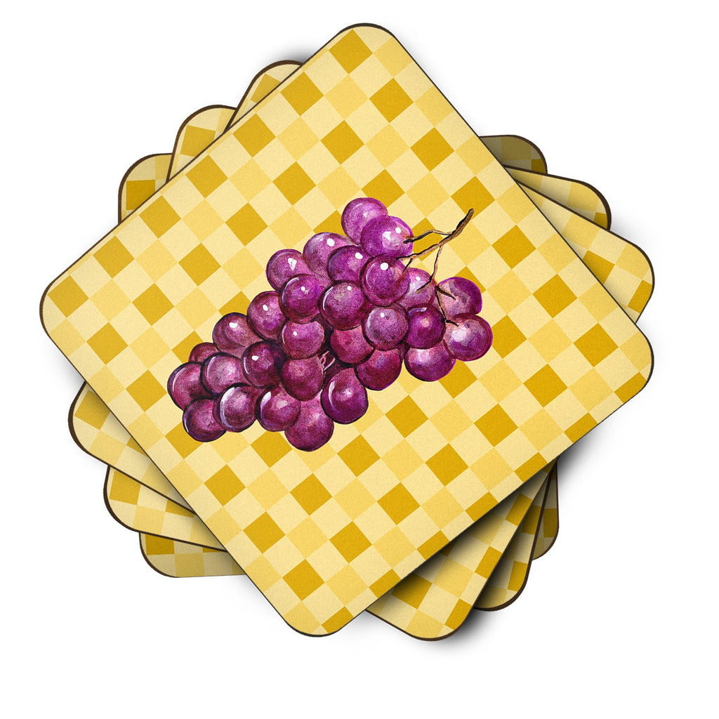 Grapes on Basketweave Foam Coasters Set of 4 Cup Coasters for Indoor Outdoor, Tabletop Protection, Anti Slip, Mouse pad Material