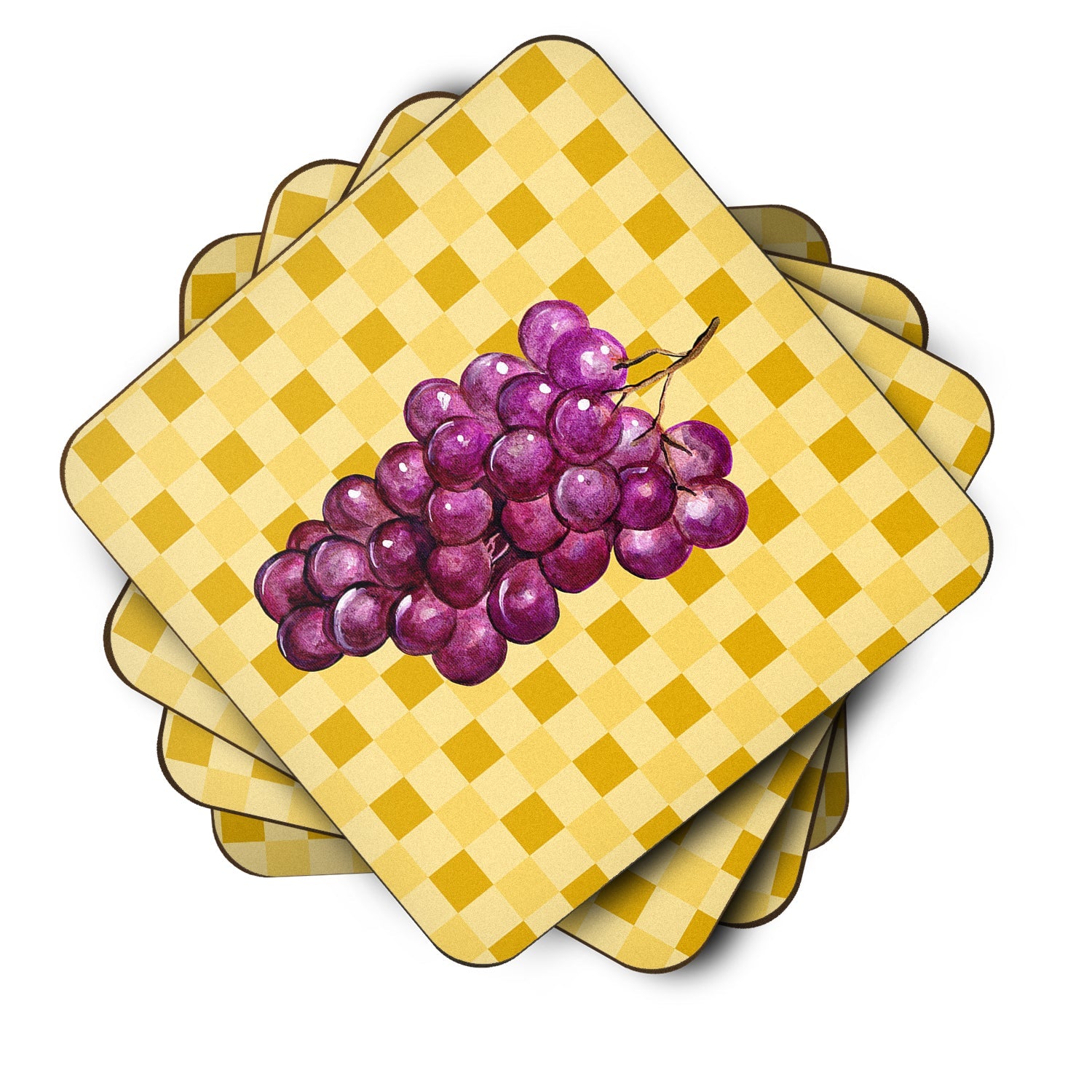 Grapes on Basketweave Foam Coasters Set of 4 Cup Coasters for Indoor Outdoor, Tabletop Protection, Anti Slip, Mouse pad Material
