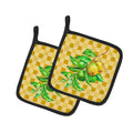 Guavas Branch on Basketweave Pot Holder Set of 2 Heat Resistant Quilted Hot Pads 7.5 x 7.5 Inch, Insulated Kitchen Trivets for Cooking & Baking