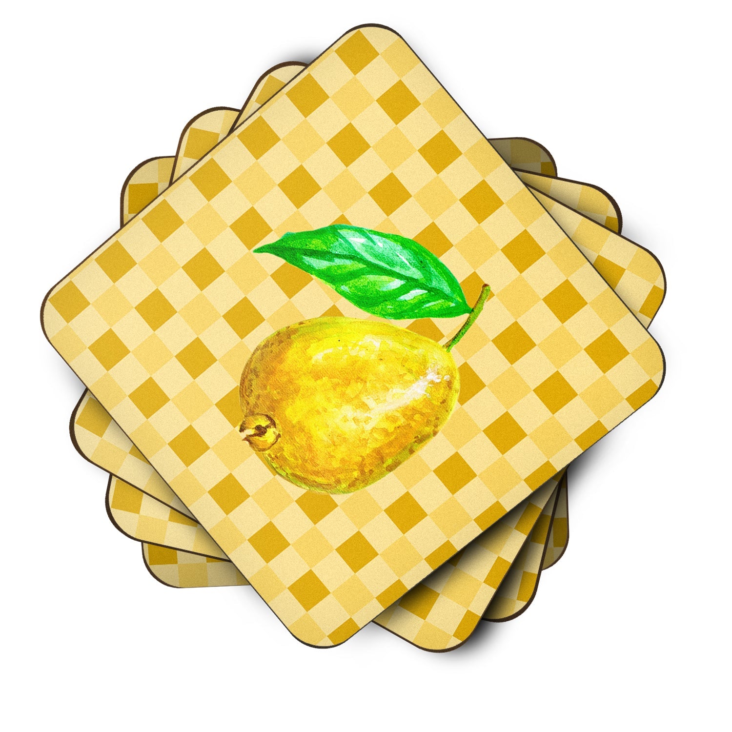 Guava on Basketweave Foam Coasters Set of 4 Cup Coasters for Indoor Outdoor, Tabletop Protection, Anti Slip, Mouse pad Material