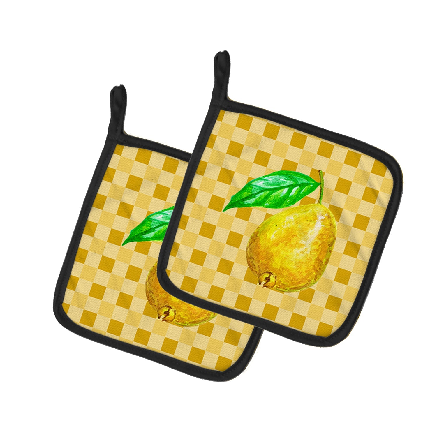 Guava on Basketweave Pot Holder Set of 2 Heat Resistant Quilted Hot Pads 7.5 x 7.5 Inch, Insulated Kitchen Trivets for Cooking & Baking