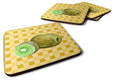 Kiwi on Basketweave Foam Coasters Set of 4 Cup Coasters for Indoor Outdoor, Tabletop Protection, Anti Slip, Mouse pad Material