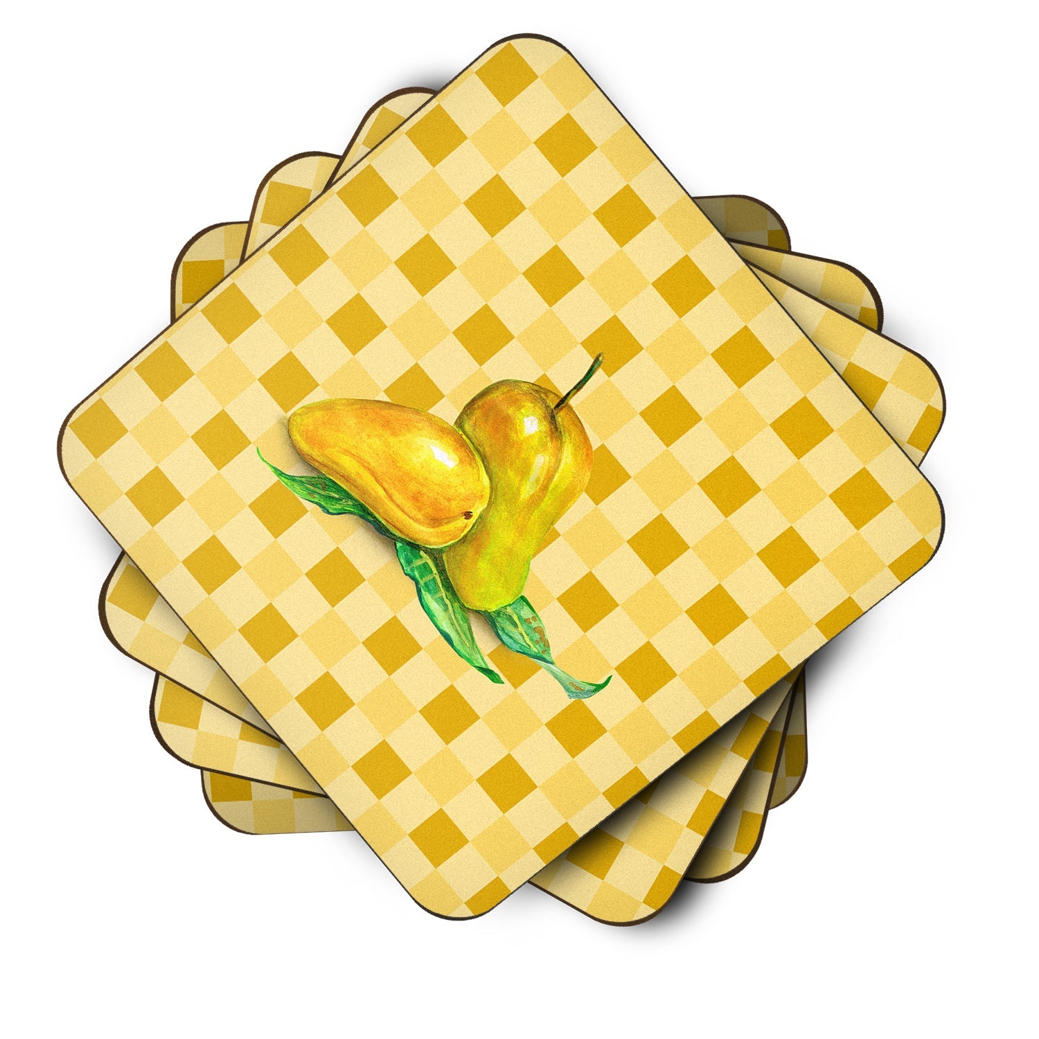 Mangos on Basketweave Foam Coasters Set of 4 Cup Coasters for Indoor Outdoor, Tabletop Protection, Anti Slip, Mouse pad Material