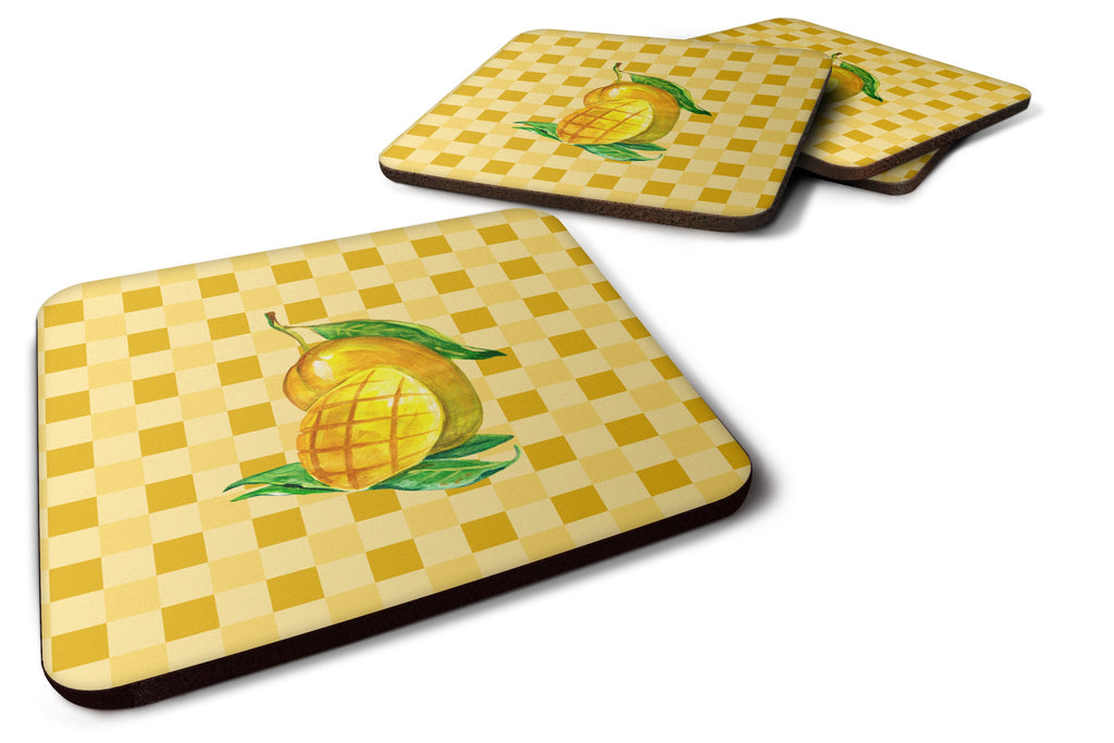 Mangos Ready on Basketweave Foam Coasters Set of 4 Cup Coasters for Indoor Outdoor, Tabletop Protection, Anti Slip, Mouse pad Material