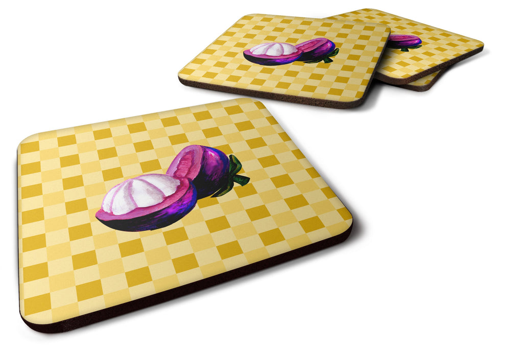 Mangosteen Sliced on Basketweave Foam Coasters Set of 4 Cup Coasters for Indoor Outdoor, Tabletop Protection, Anti Slip, Mouse pad Material
