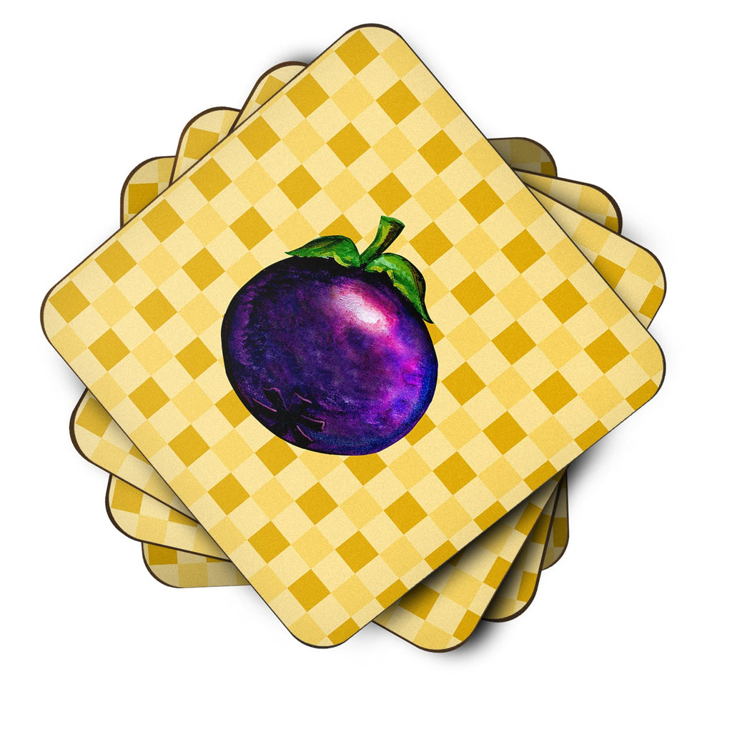 Mangosteen on Basketweave Foam Coasters Set of 4 Cup Coasters for Indoor Outdoor, Tabletop Protection, Anti Slip, Mouse pad Material