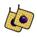 Mangosteen on Basketweave Pot Holder Set of 2 Heat Resistant Quilted Hot Pads 7.5 x 7.5 Inch, Insulated Kitchen Trivets for Cooking & Baking