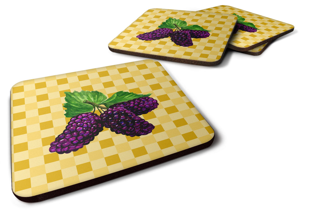 Mulberries on Basketweave Foam Coasters Set of 4 Cup Coasters for Indoor Outdoor, Tabletop Protection, Anti Slip, Mouse pad Material